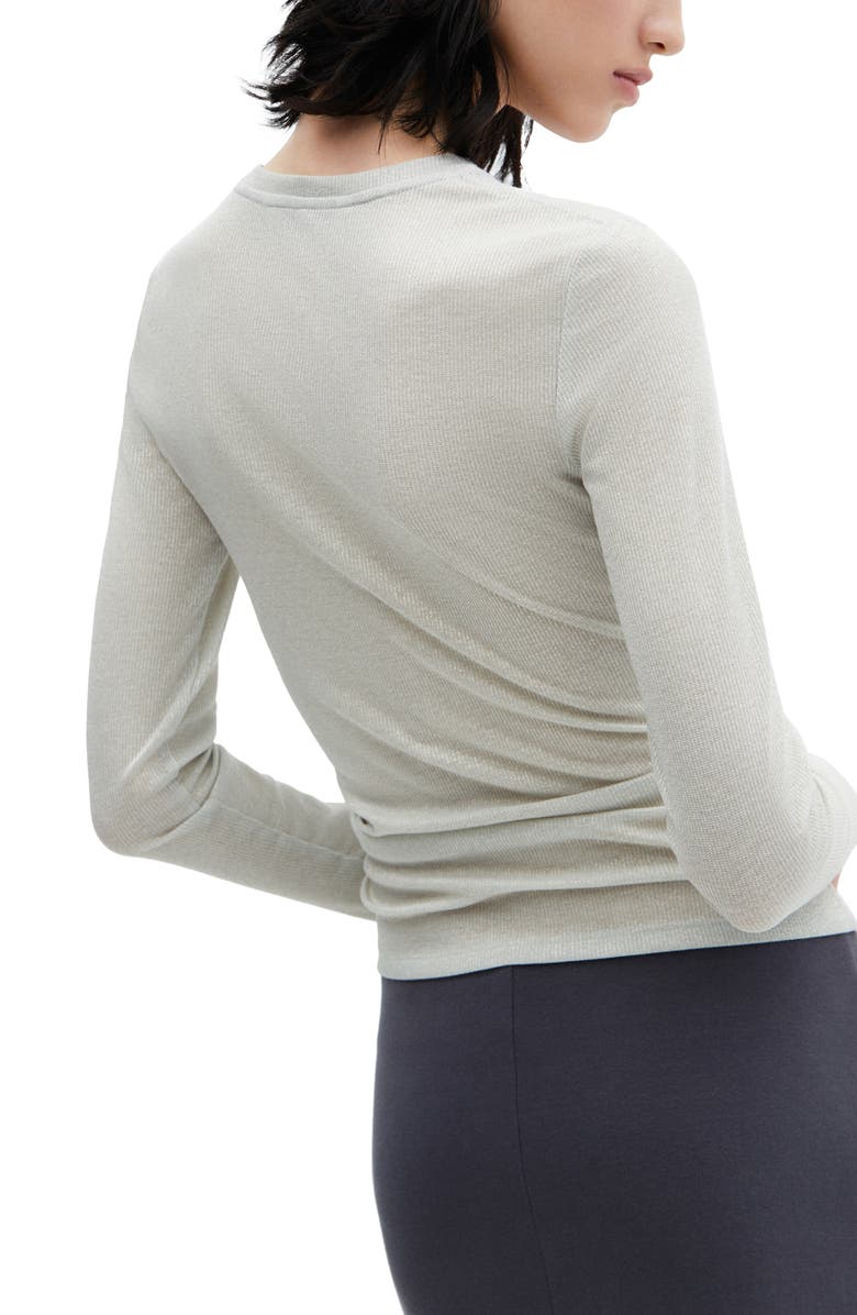 MANGO Metallic Rib Long Sleeve T-Shirt, Alternate, color, Grey