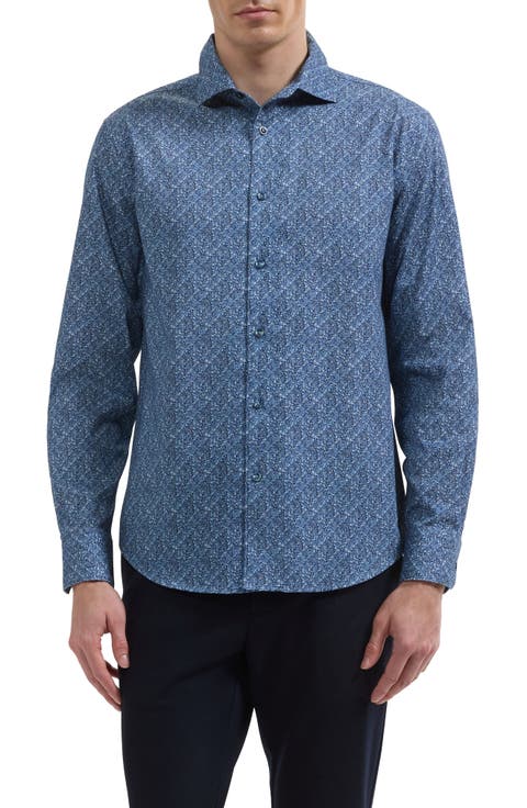 Alvin Shaped Fit Print Cotton Shirt