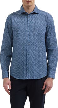 Bugatchi Alvin Shaped Fit Print Cotton Shirt
