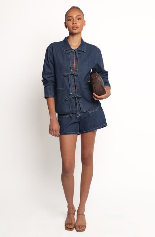 Petal And Pup Petal & Pup Avon Bow Front Denim Shacket In Blue