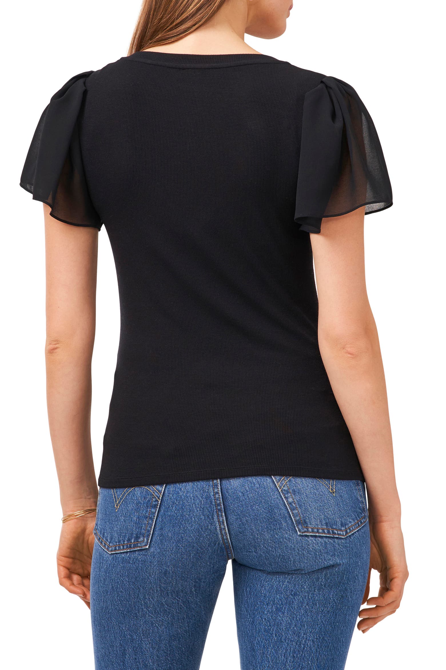 Flutter Sleeve Rib Knit T-Shirt (Women) | Nordstromrack