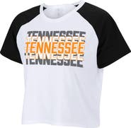 ZOOZATZ Women's ZooZatz White Tennessee Volunteers Colorblock Repeat Raglan Cropped T-Shirt