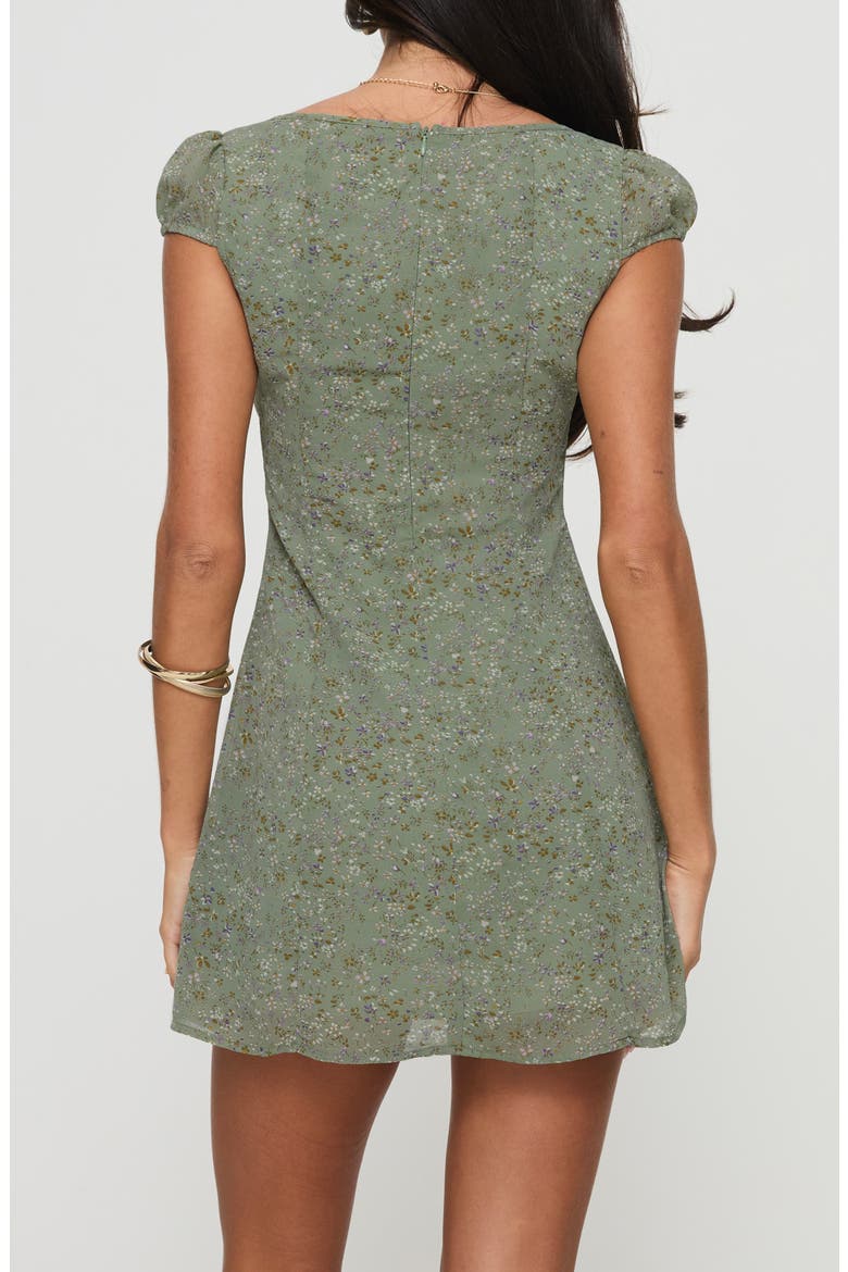 Alora Floral Minidress, Alternate, color, GREEN
