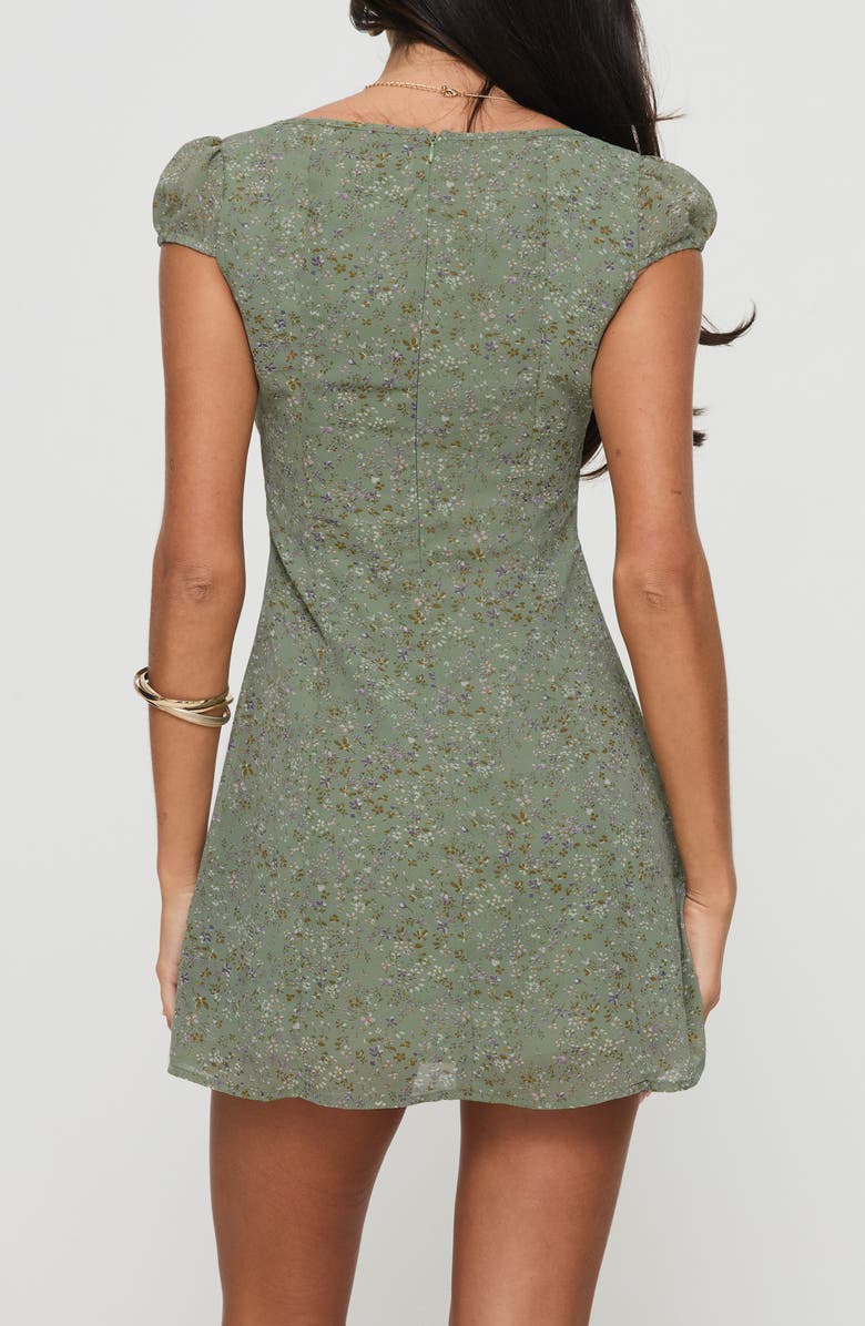 Princess Polly Alora Floral Minidress, Alternate, color, Green