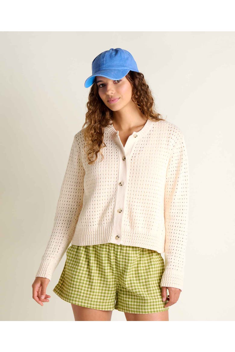 Bianca Pointelle Cardigan, Alternate, color, Salt
