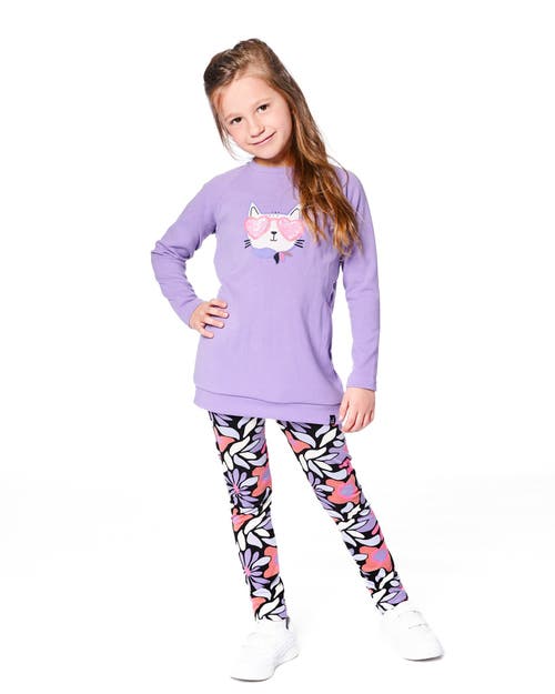 Deux Par Deux Stretch Jersey Leggings Retro Flower In Multi