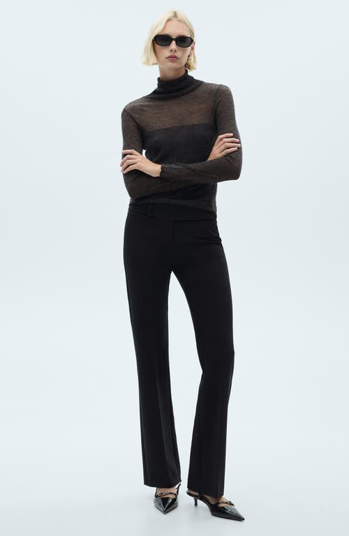 Shop Mango Semisheer Turtleneck Sweater In Dark Heather Grey