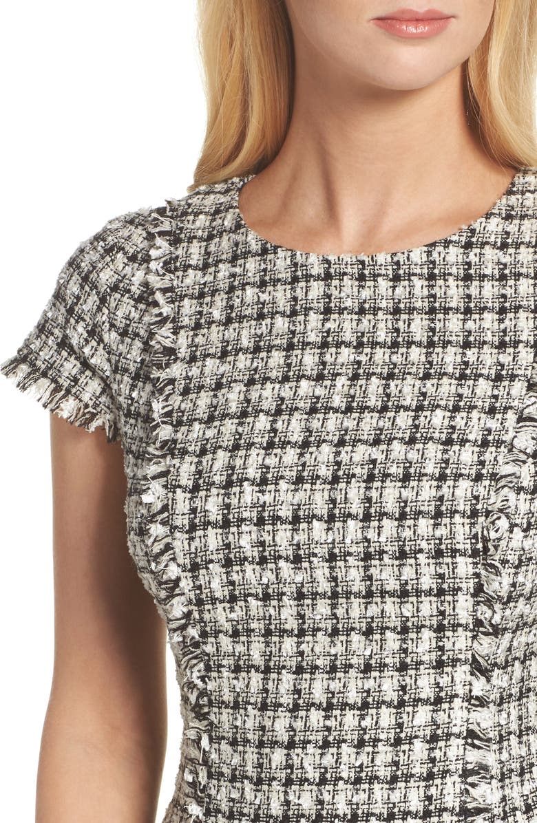 Eliza J Houndstooth Fit & Flare Dress, Alternate, color, 