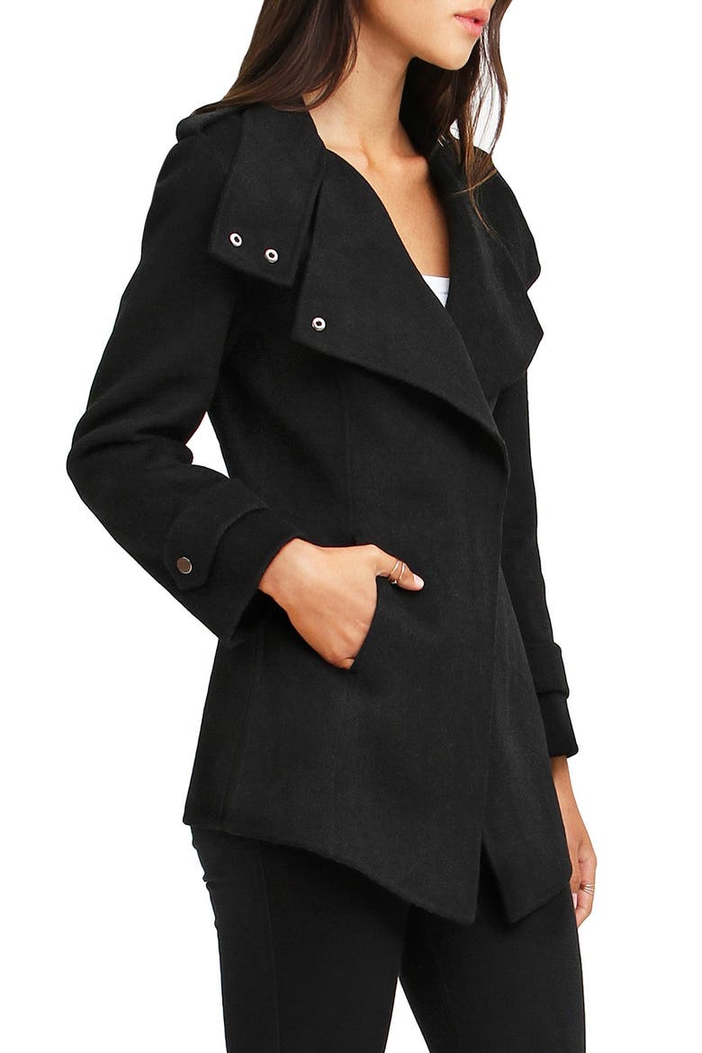 Bad Girl Wool Blend Moto Coat, Alternate, color, BLACK