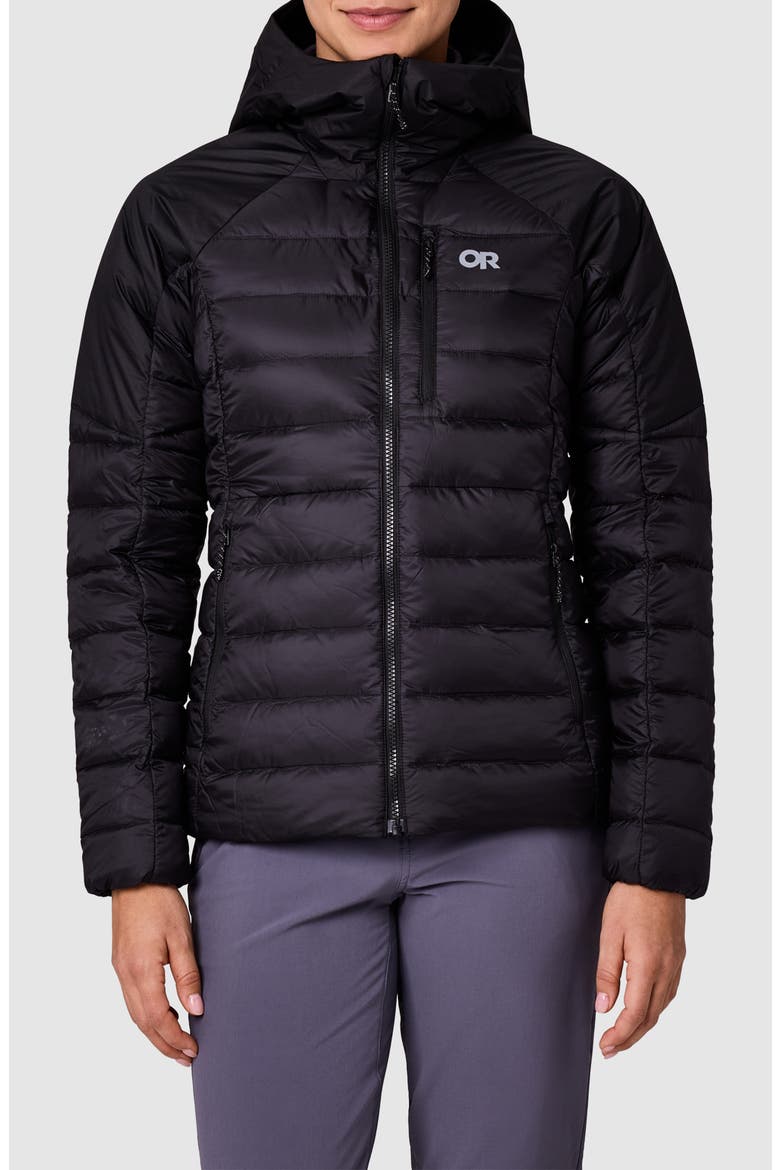 Helium Down Hoodie, Main, color, BLACK