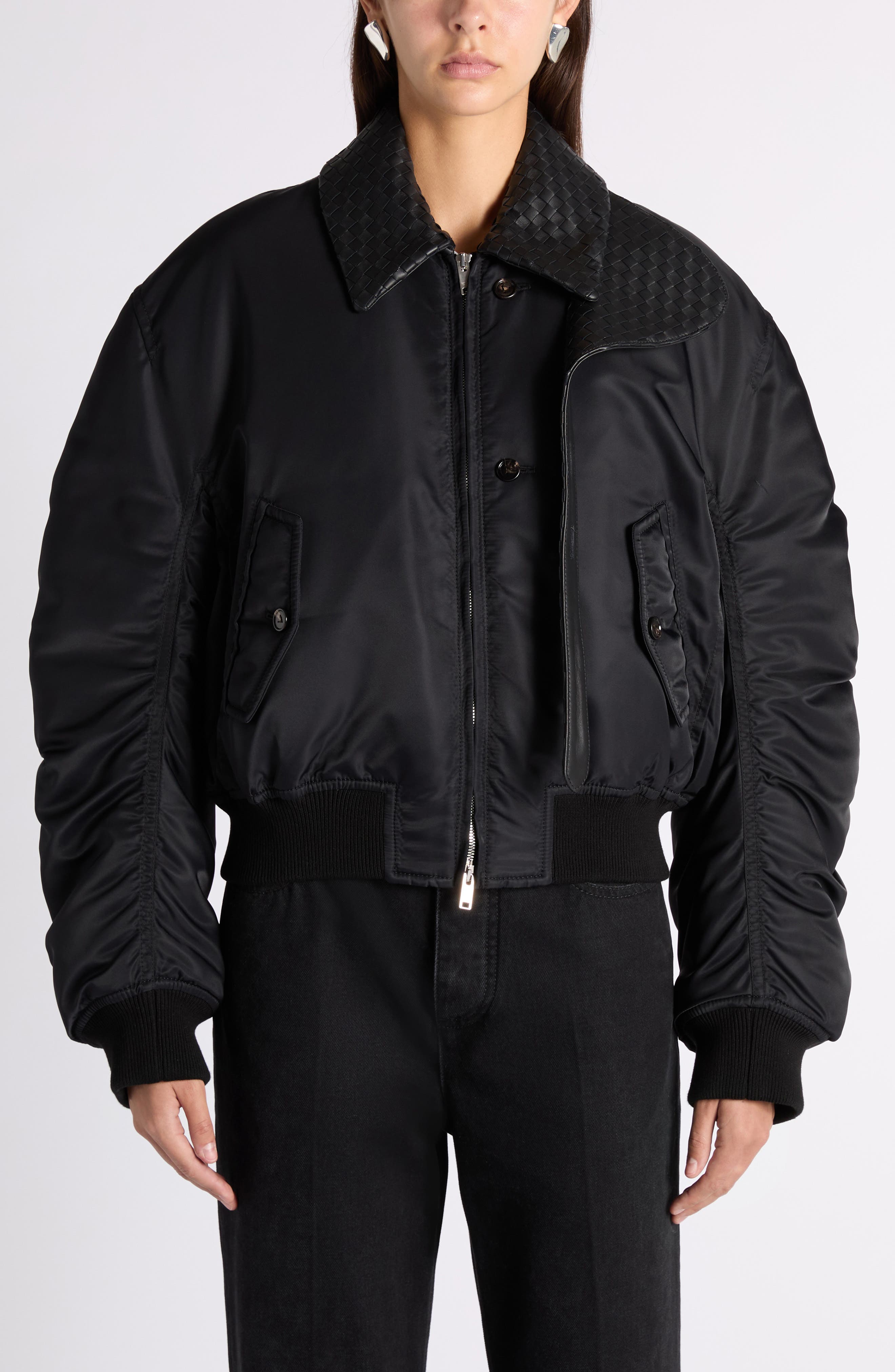 Bottega Veneta Intrecciato Collar Water Repellent Padded Nylon