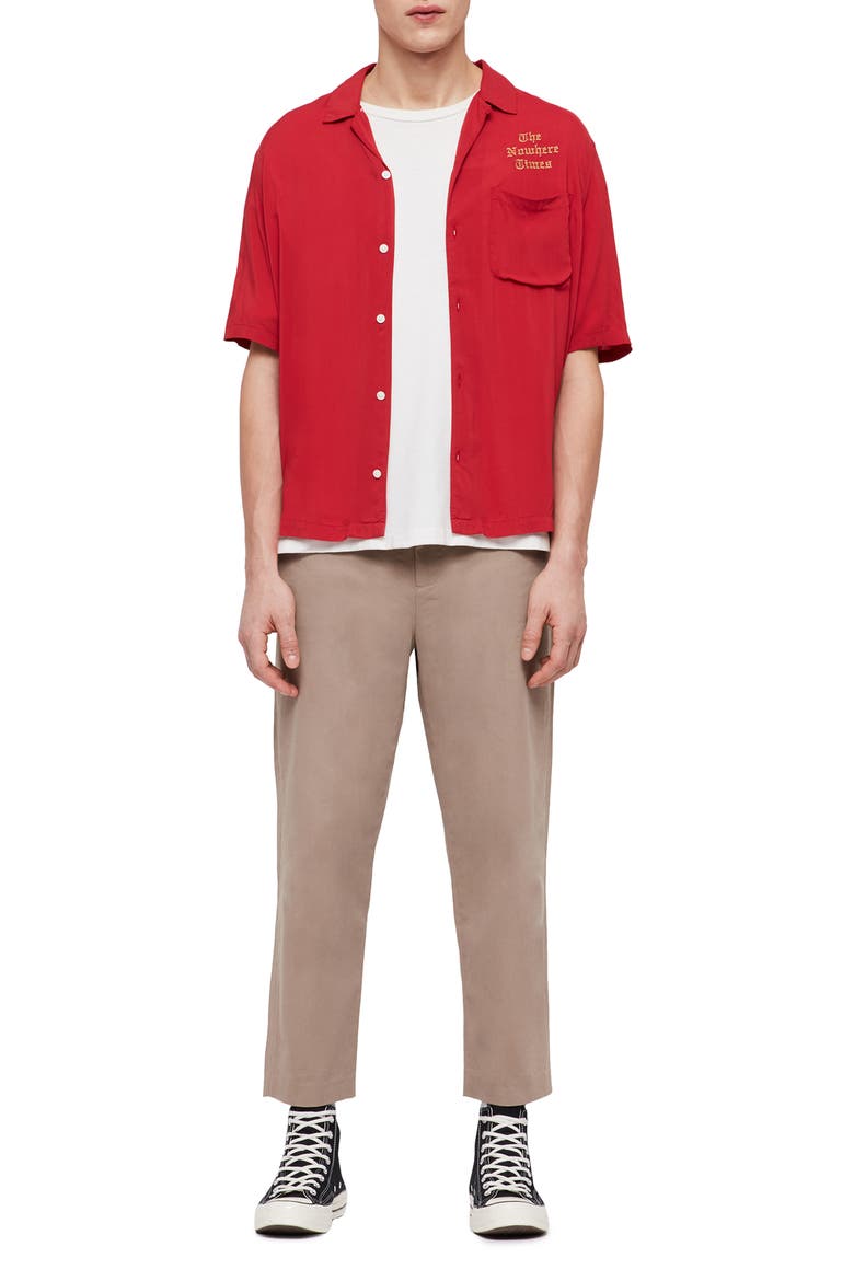 The Nowhere Times Slim Fit Camp Shirt, Alternate, color, FLASH RED