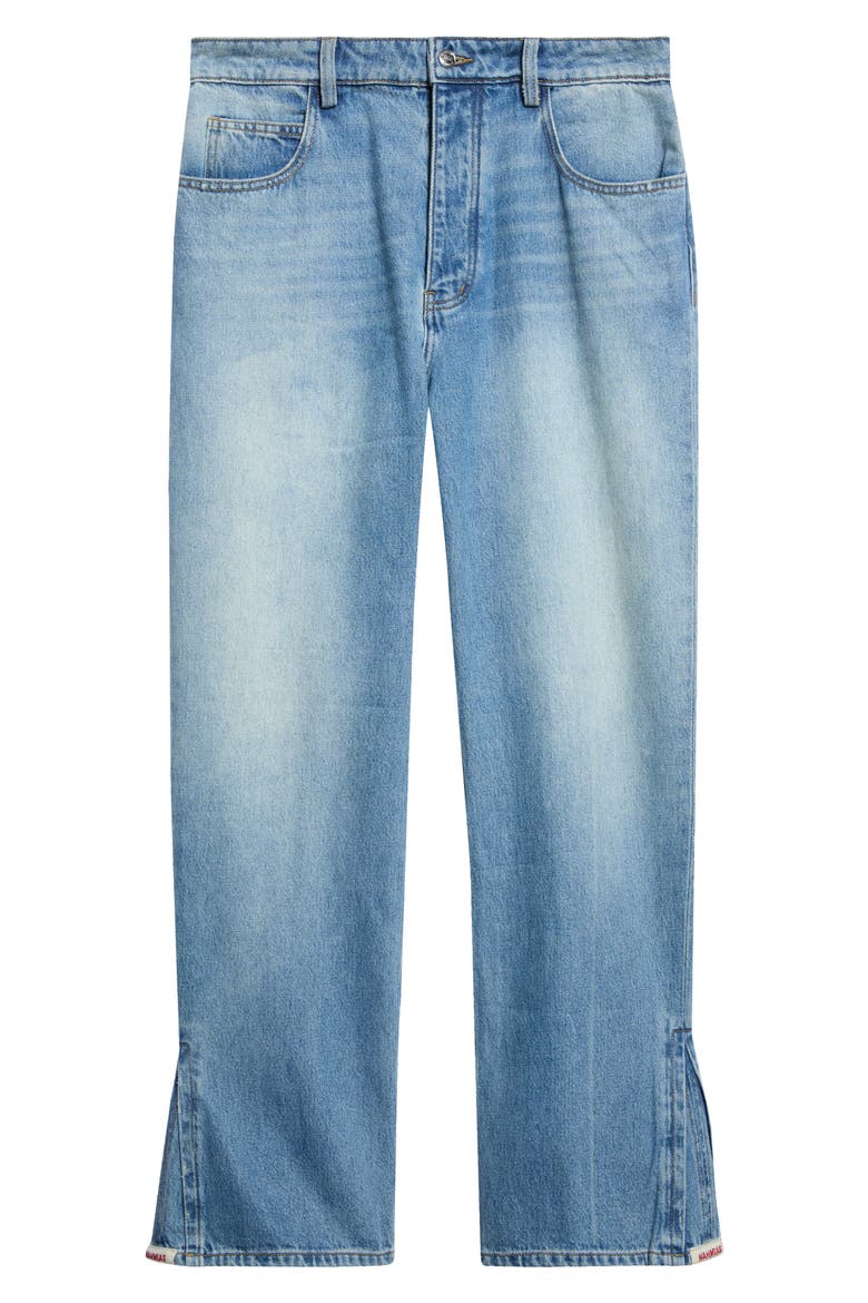 Split Cuff Straight Leg Jeans, Main, color, LIGHT INDIGO WASH DENIM