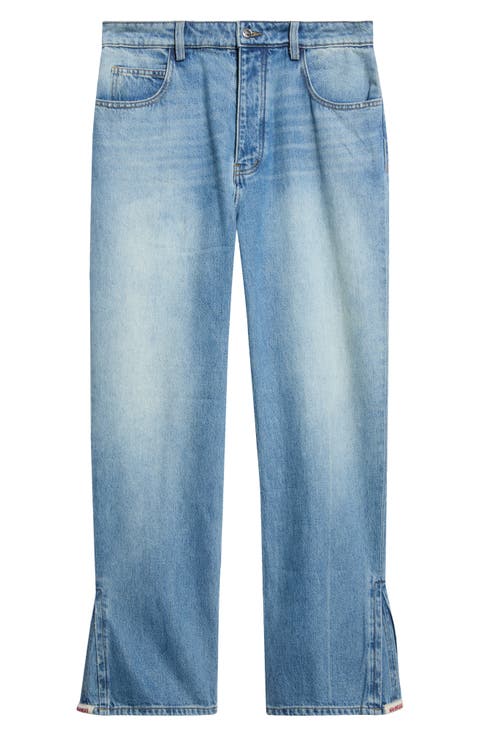 Split Cuff Straight Leg Jeans