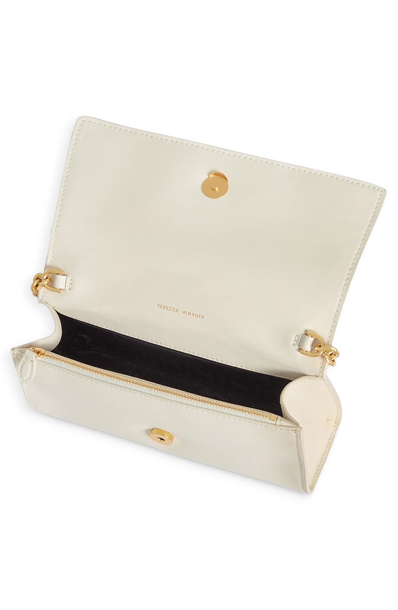 Rebecca Minkoff Curb Link Leather Crossbody Bag, Alternate, color, Porcelain