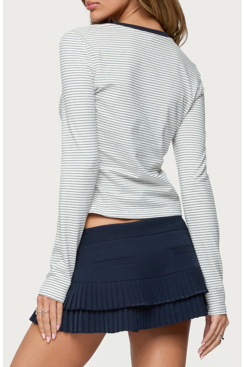 Brianna Stripe Stretch Cotton T-Shirt, Alternate, color, WHITE-AND-NAVY