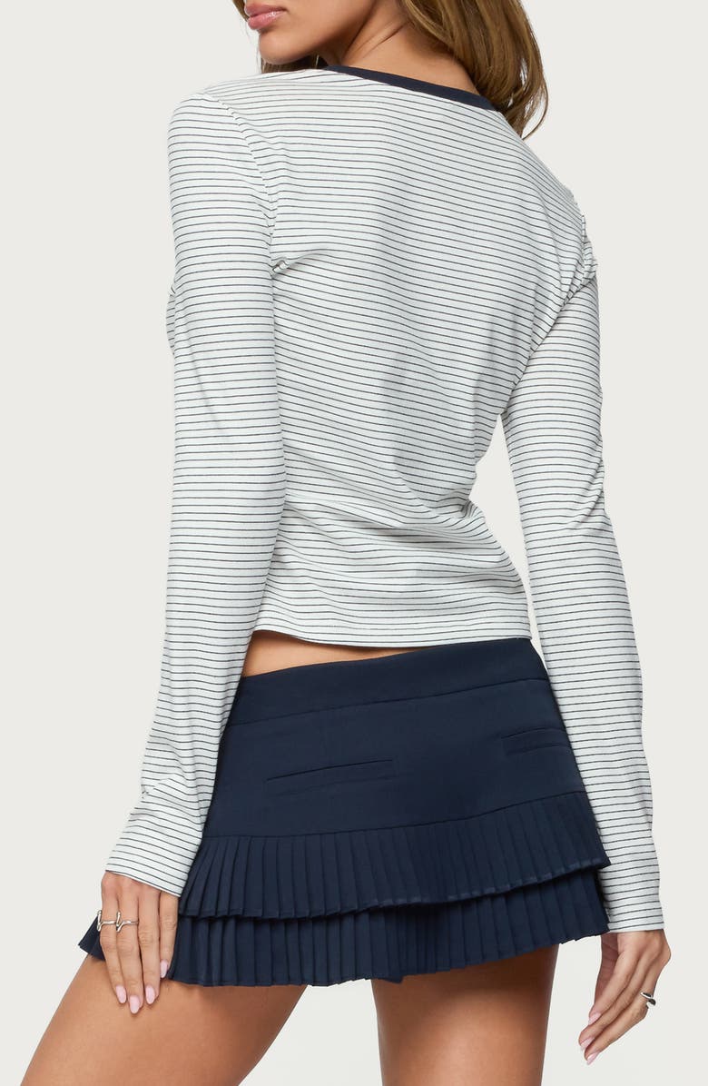 EDIKTED Brianna Stripe Stretch Cotton T-Shirt, Alternate, color, White-And-Navy
