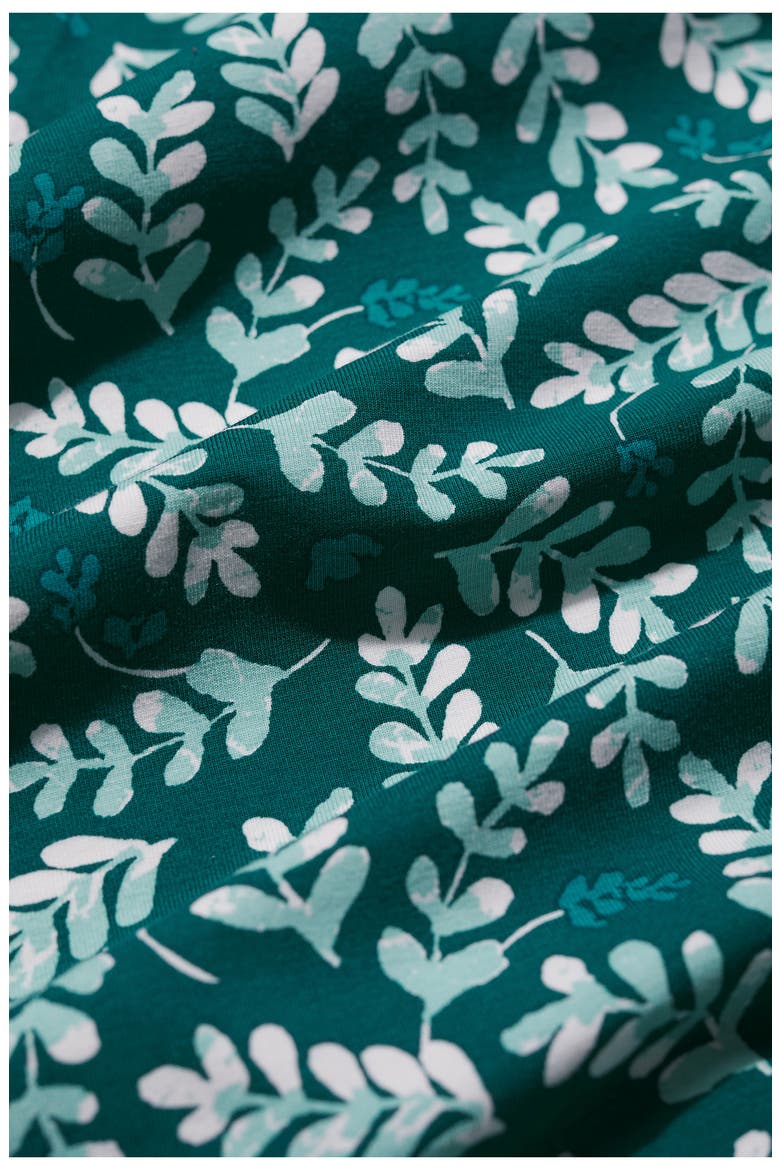 Veronica Print Stretch Organic Cotton Jersey Midi Dress, Alternate, color, INDIGO LEAF DARK WRECKAGE