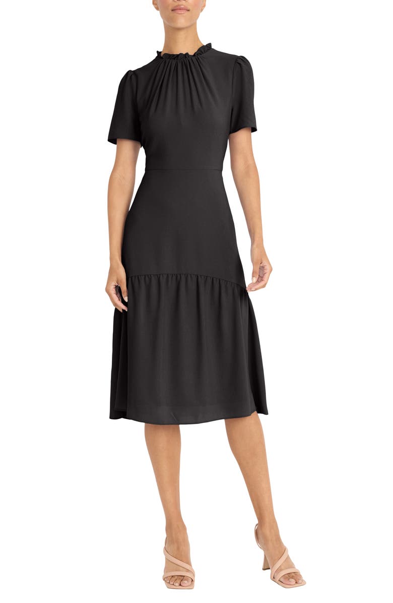 Maggy London Short Sleeve Ruffle Midi Dress, Main, color,