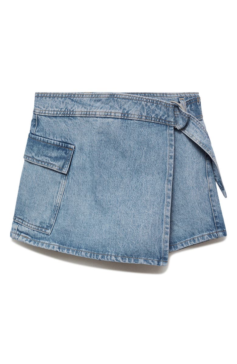 MANGO Denim Cargo Wrap Miniskort, Alternate, color,