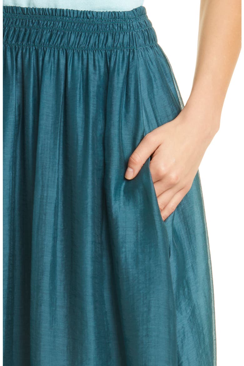 Smocked Waist Maxi Skirt, Alternate, color, DK BLUE WALTZ