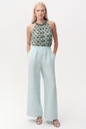 Exquise Elasticated Waist Linen Blend Trousers With Pockets