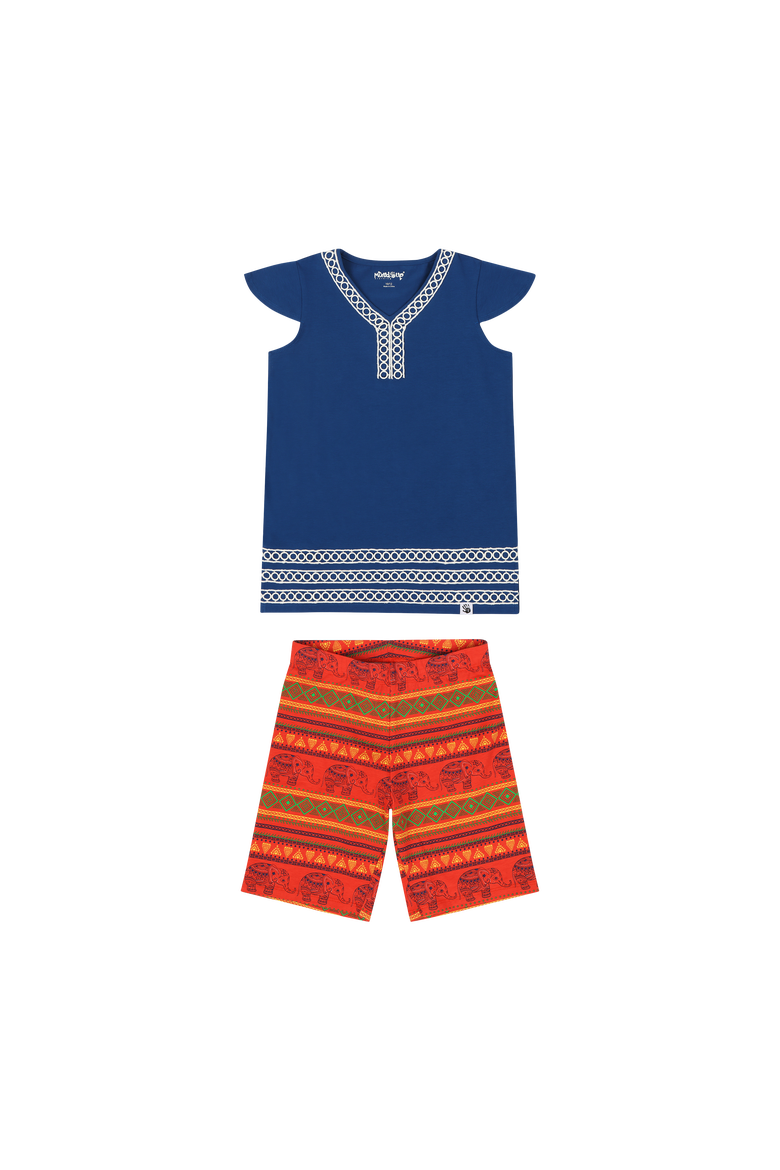 Girls Burda Tunic & Short Set, Main, color, Sodalite Blue/Jacquard Stripe