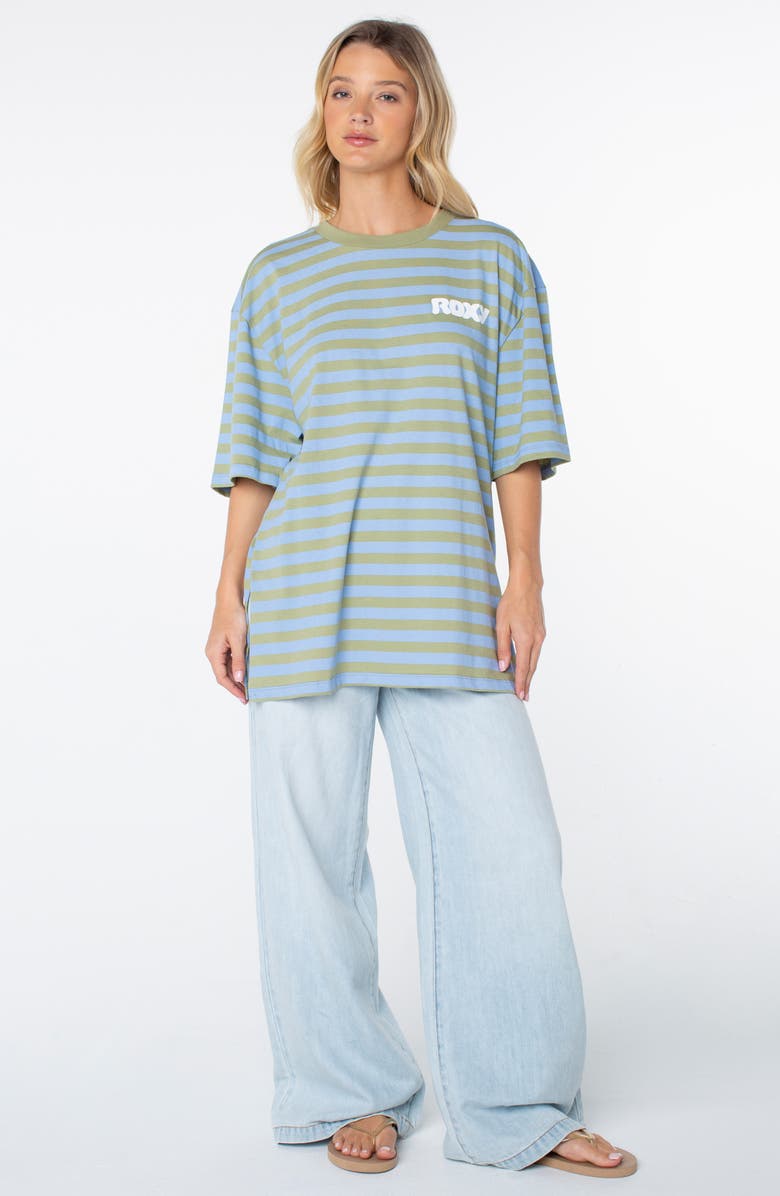 Roxy Old School Stripe Oversize Graphic T-shirt, Alternate, color, Oil Green