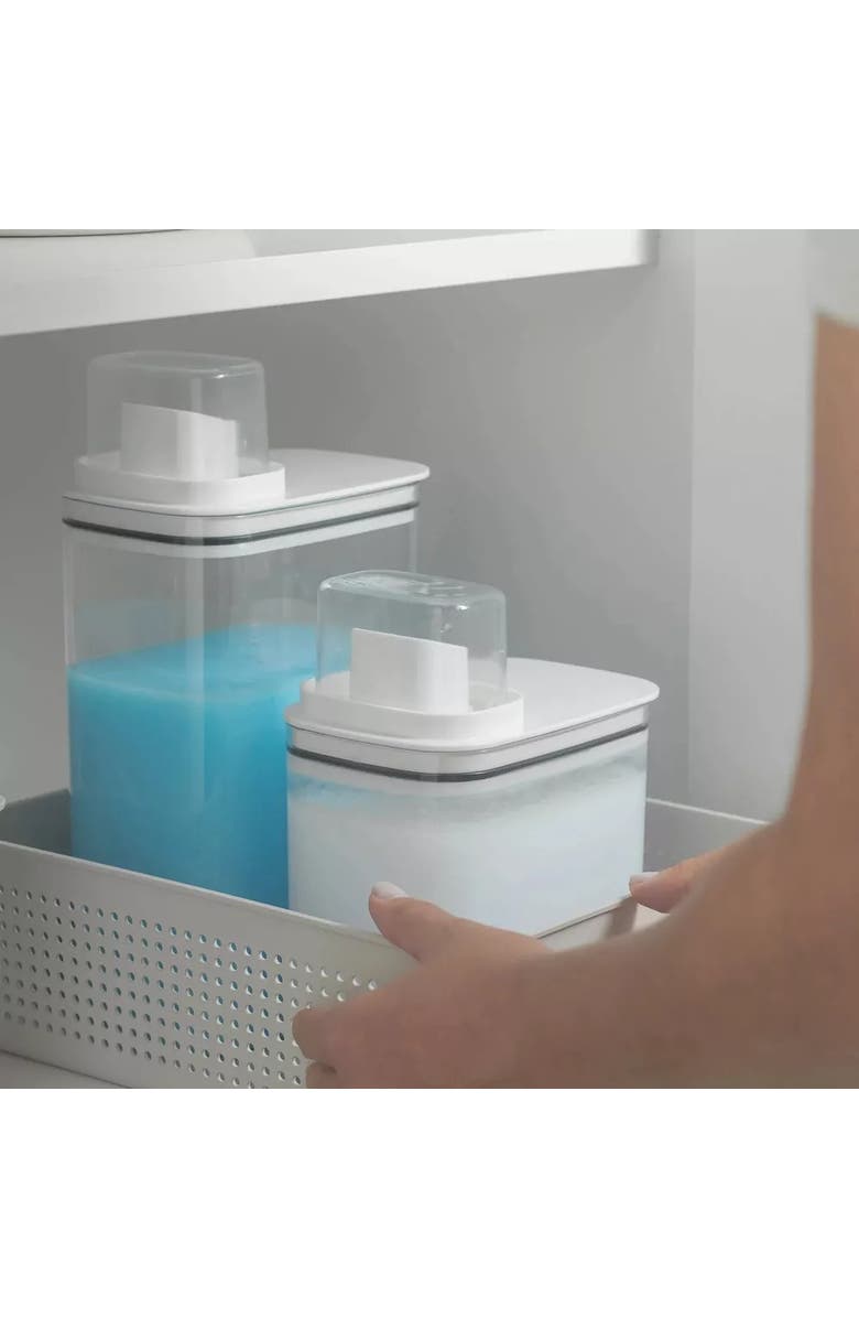 OU Durable Clear Laundry Detergent Dispenser Organizer with Measuring Cap 2 Pack 50 oz, Alternate, color, Clear/White