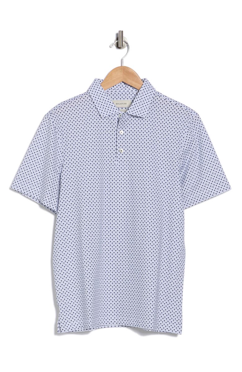 Bugatchi Palm Tree Stretch Cotton Knit Polo, Main, color, White