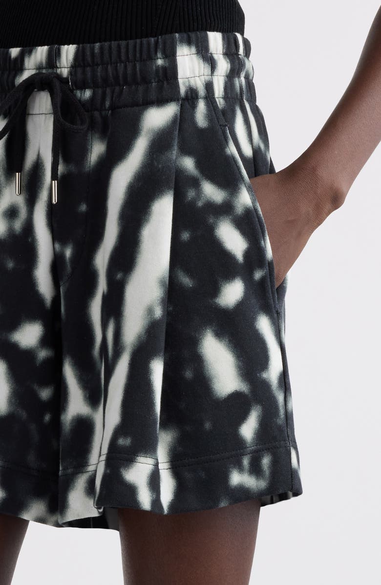 Dries Van Noten Hadio Orchid Spots Pleated Cotton Sweat Shorts, Alternate, color, Black