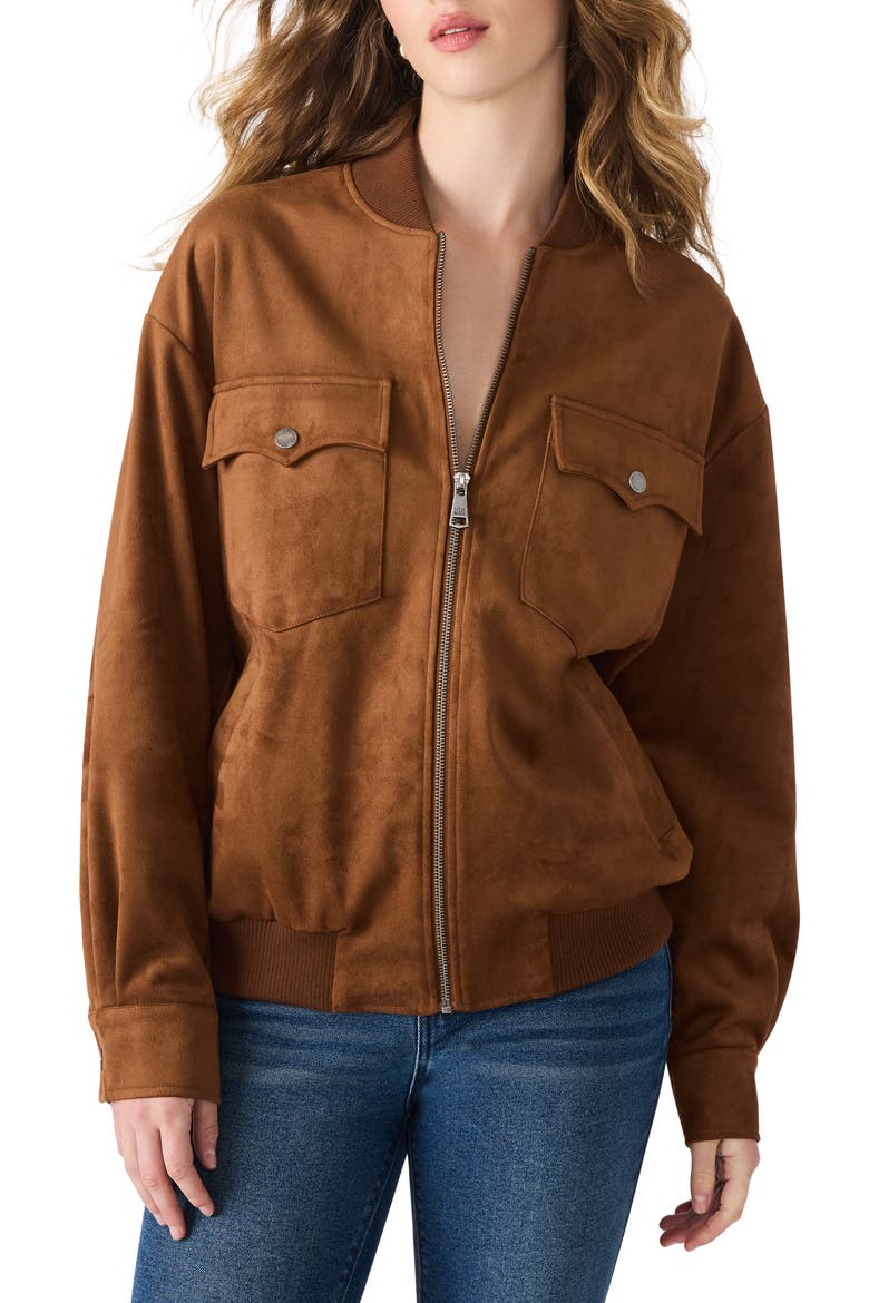 Dean Faux Suede Bomber Jacket, Main, color, CHICORY COFFEE