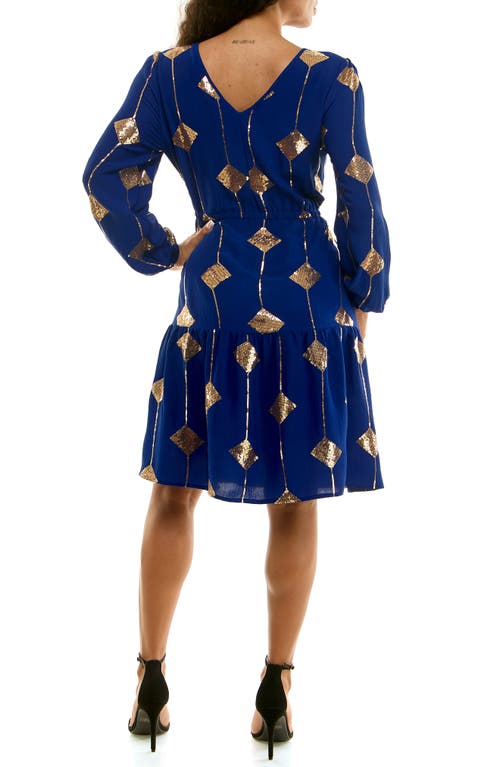 Nina Leonard Balloon Sleeve Drawstring Minidress In Animal Print