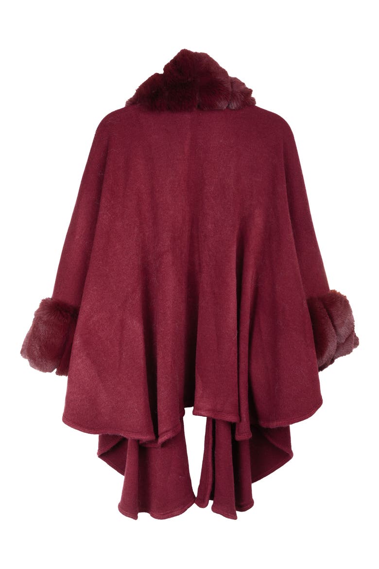Filippa Faux Fur Trim Cardigan, Alternate, color, MAROON