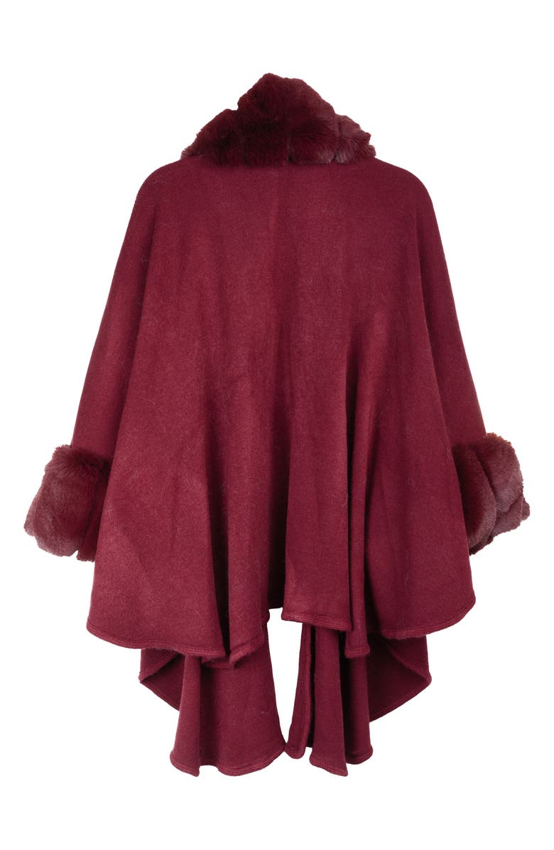SAACHI Filippa Faux Fur Trim Cardigan, Alternate, color, Maroon