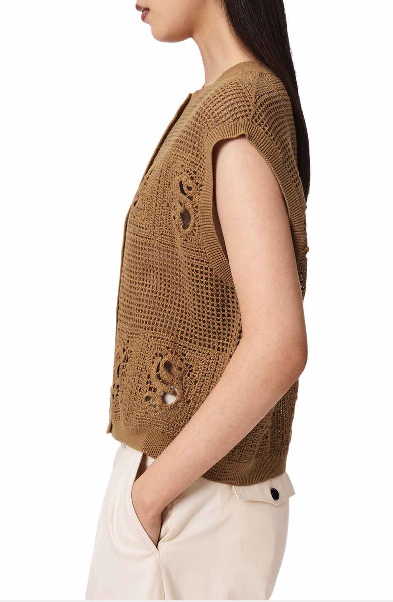 AllSaints Kyra Open Stitch Sweater Vest, Alternate, color, Pinto Brown