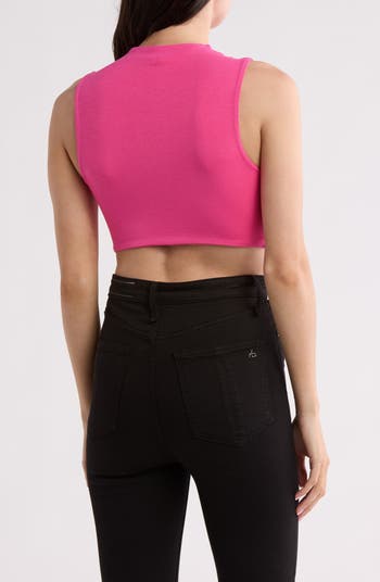 Sleeveless Mock Neck Crop Top
