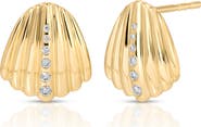 EF Collection Diamond Shell Stud Earrings