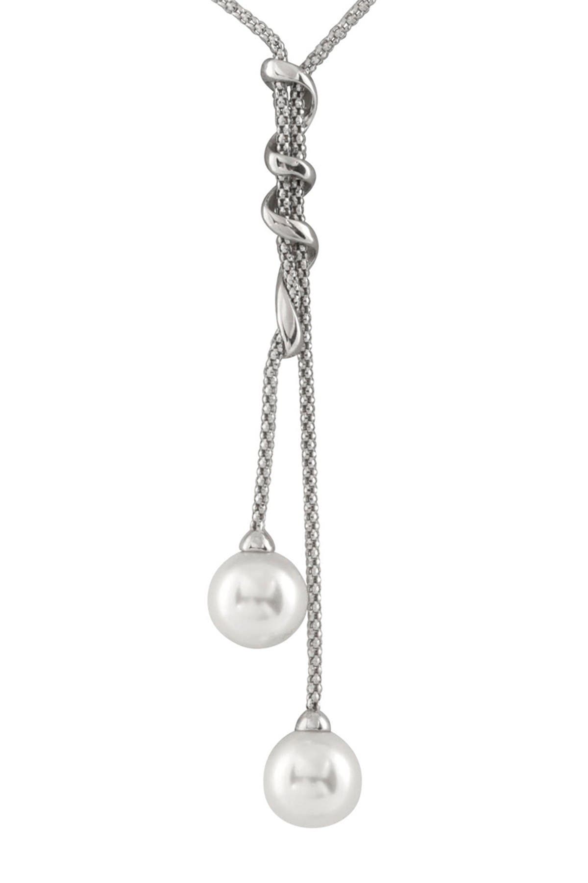 SPLENDID PEARLS Double Dangling Shell Pearl Pendant Necklace (Women ...