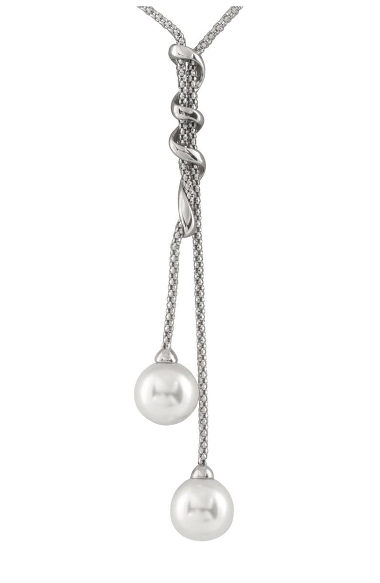 SPLENDID PEARLS Double Dangling Shell Pearl Pendant Necklace, Main, color,