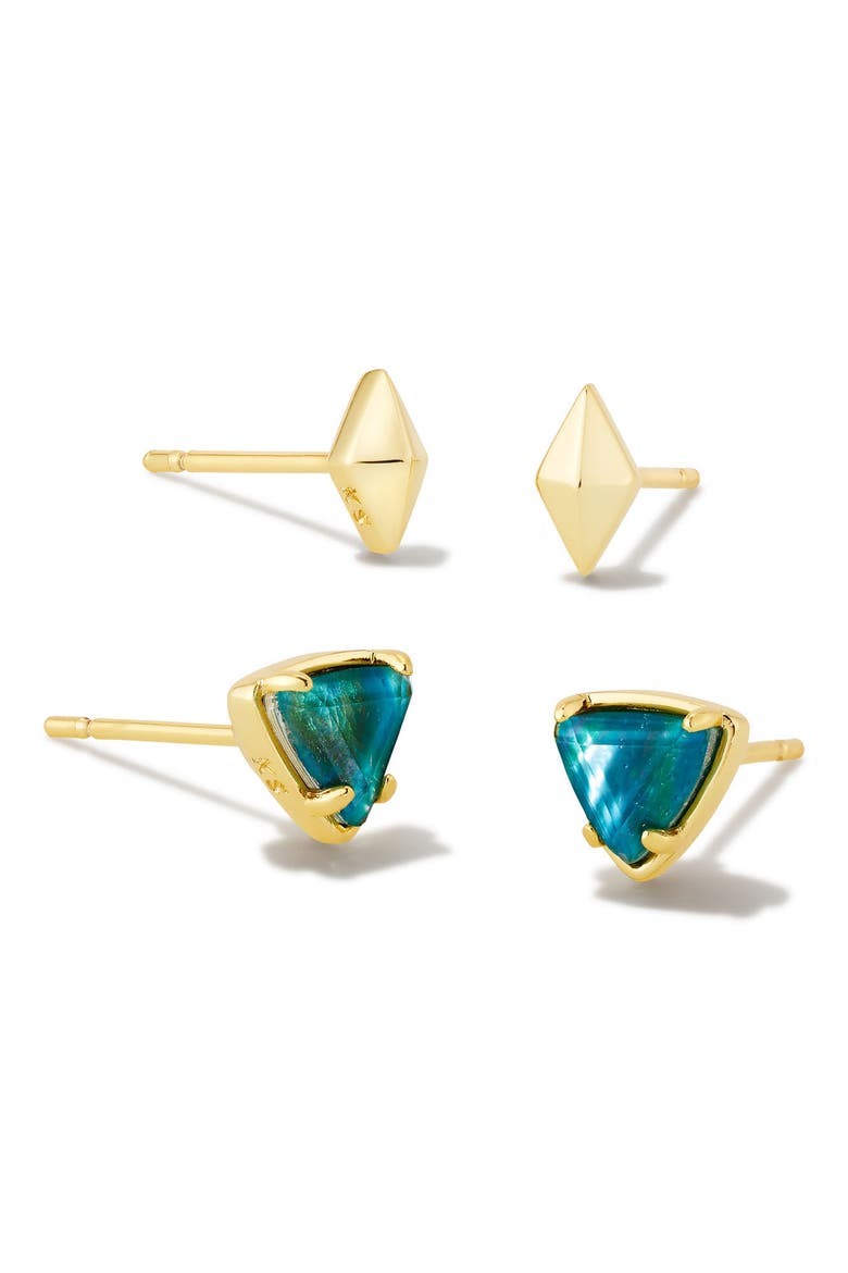 Greta Set of 2 Stud Earrings, Main, color, GOLD TEAL ABALONE