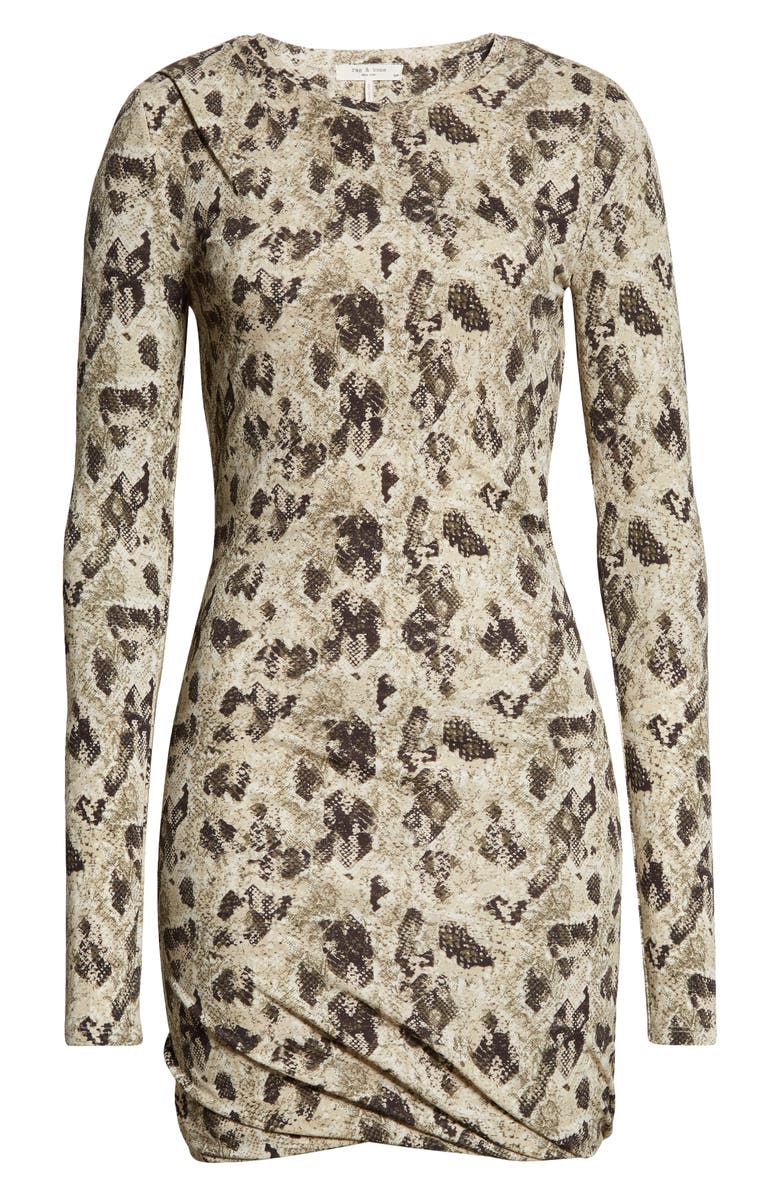 rag & bone Poppy Draped Mini Dress, Alternate, color, Tansnake