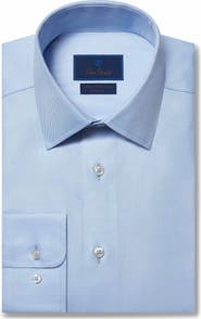 David Donahue Luxury Non-Iron Trim Fit Solid Dress Shirt