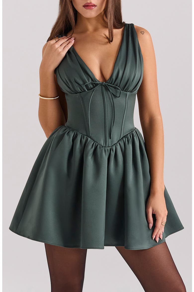 Emmeliette Satin Minidress, Alternate, color, FOREST GREEN