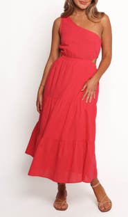 Petal & Pup Teresa One-Shoulder Cutout Cotton Midi Dress