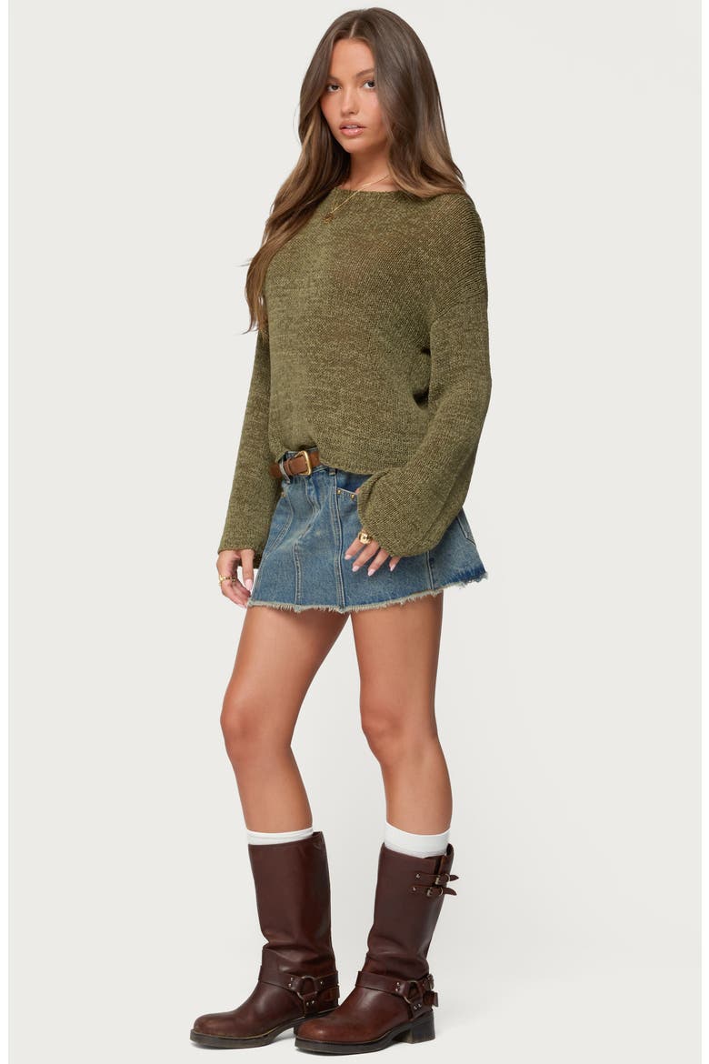 Keiko Studded Low Rise Denim Miniskirt, Alternate, color, BLUE