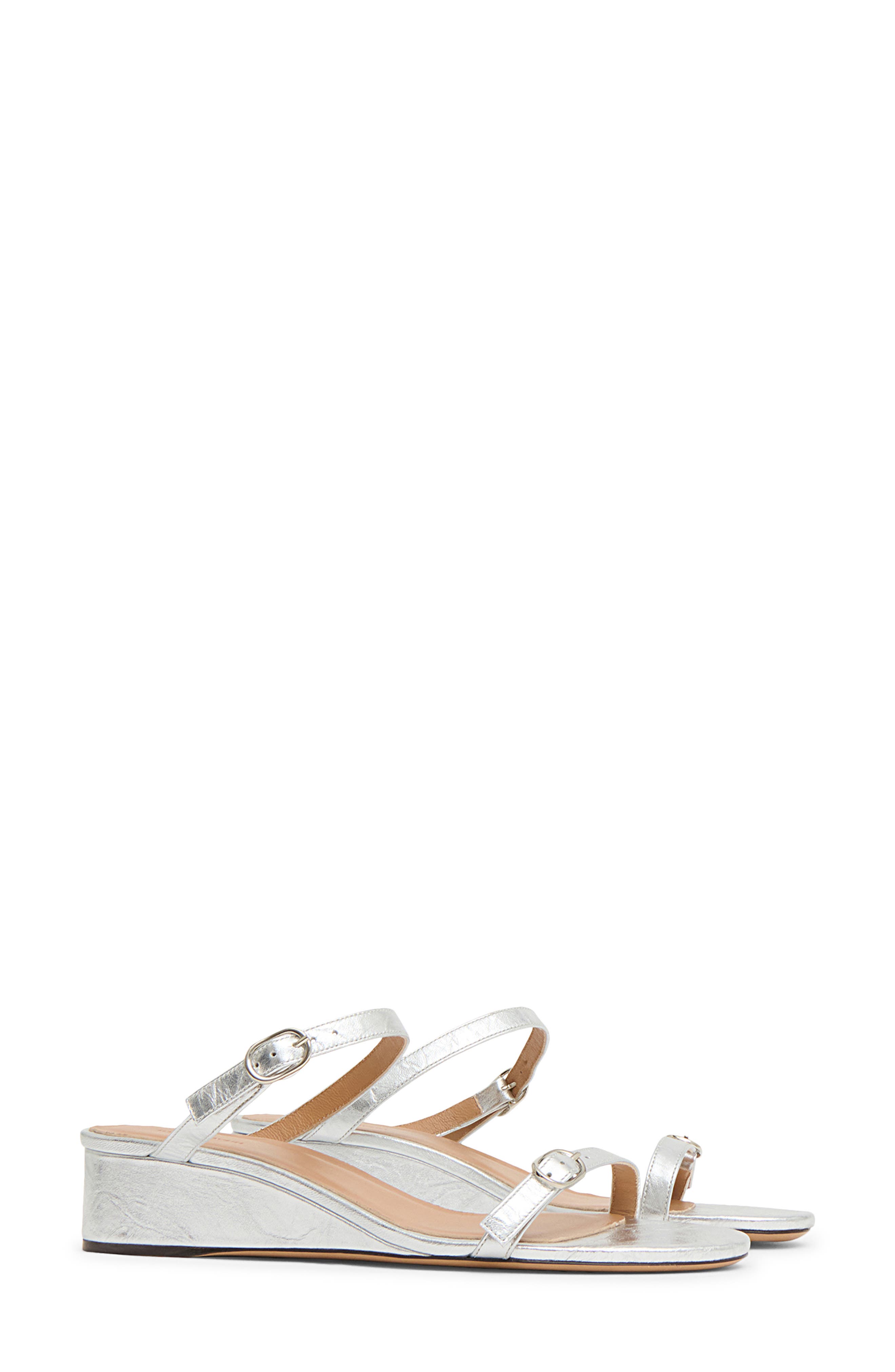 Zeppa Leather Wedge Sandal, Main, color, SILVER
