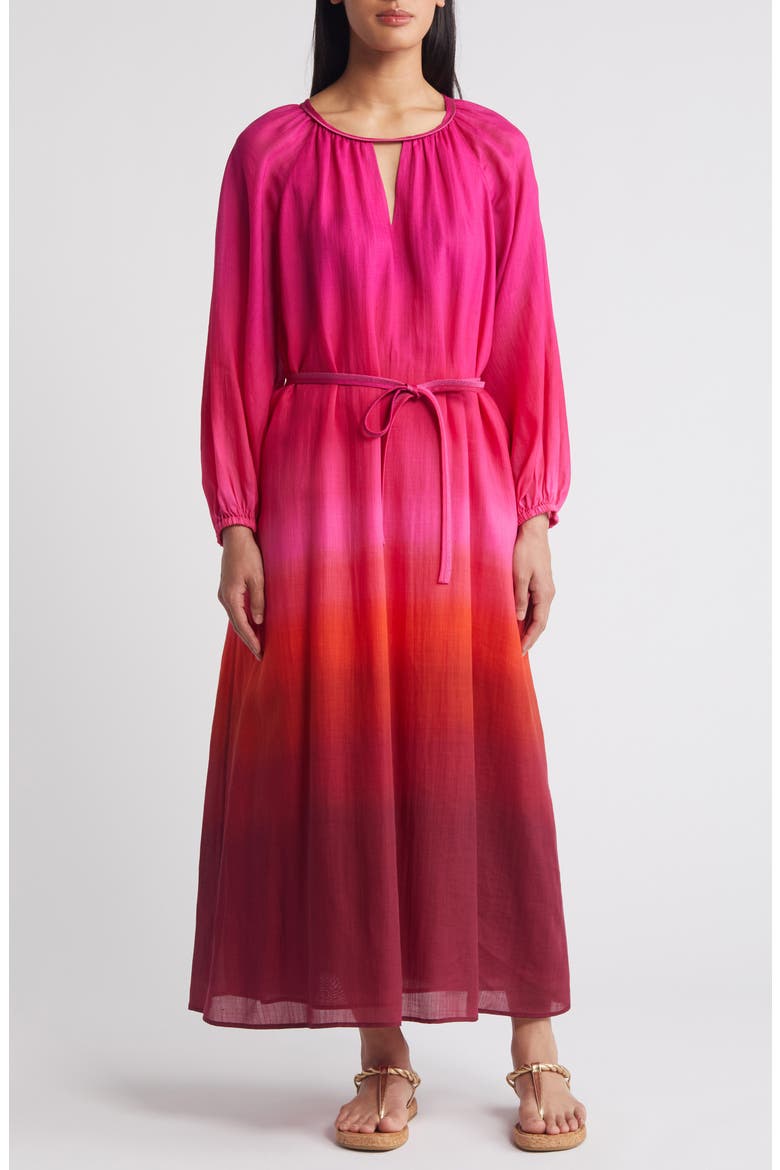 Harmony Hues Long Sleeve Maxi Dress, Main, color, PINK PAPAYA