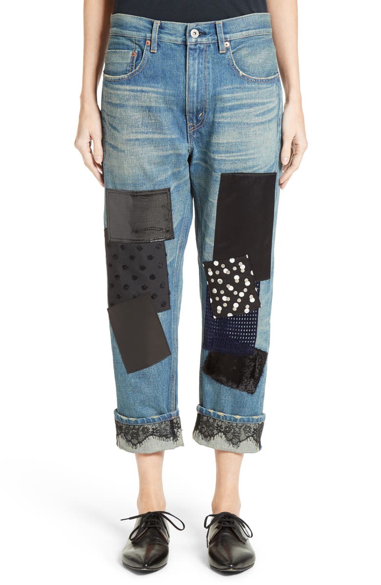 Junya Watanabe Patchwork Boyfriend Jeans, Main, color, 