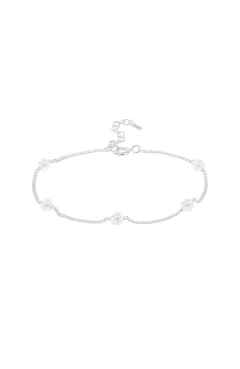 Sterling Silver 18k Gold Plated Infinite Pearl Bracelet Dainty Delicate